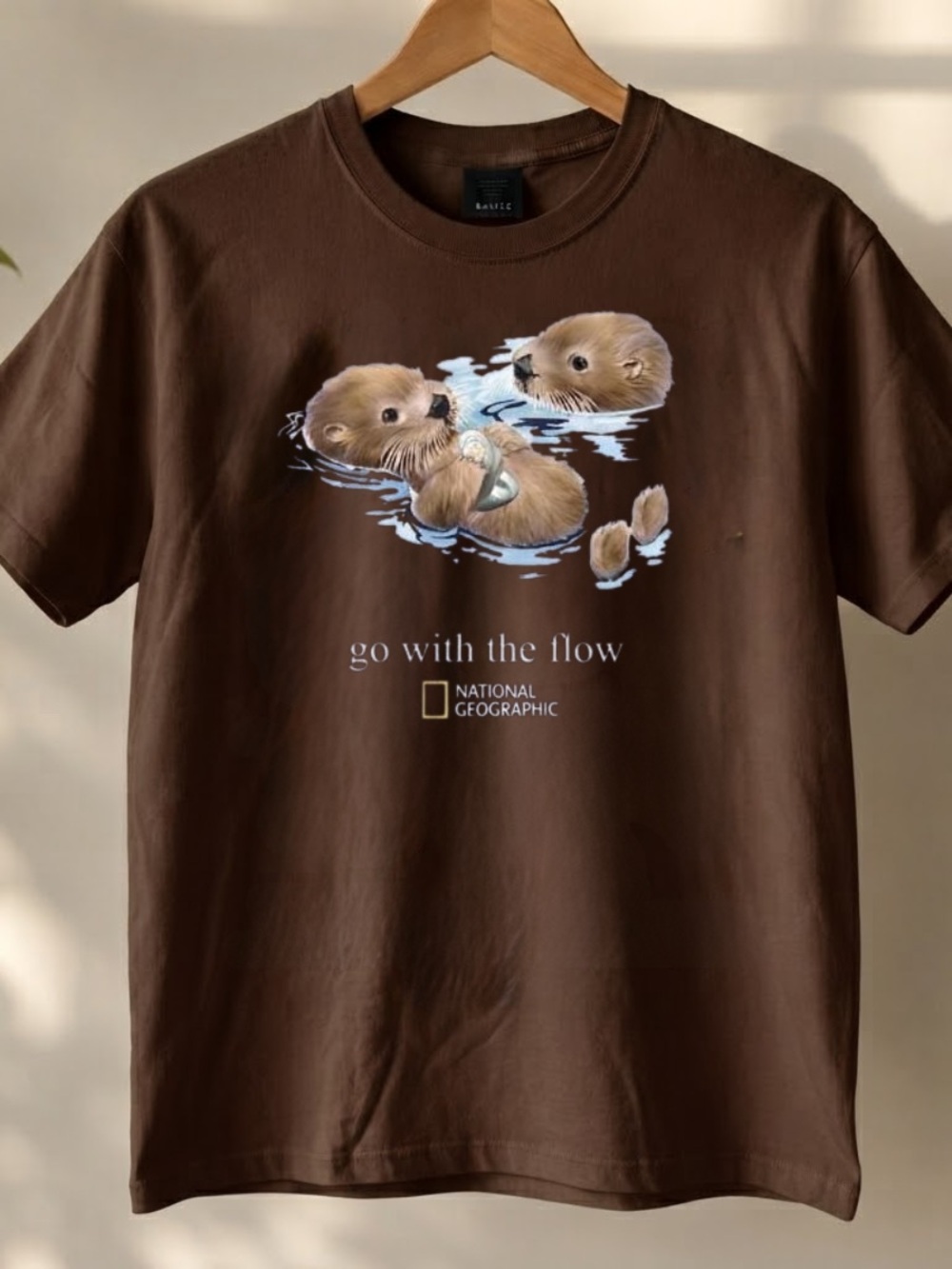 DARK CHOCOLATE - National Geographic Otter Go With The Flow Graphic T-Shirt